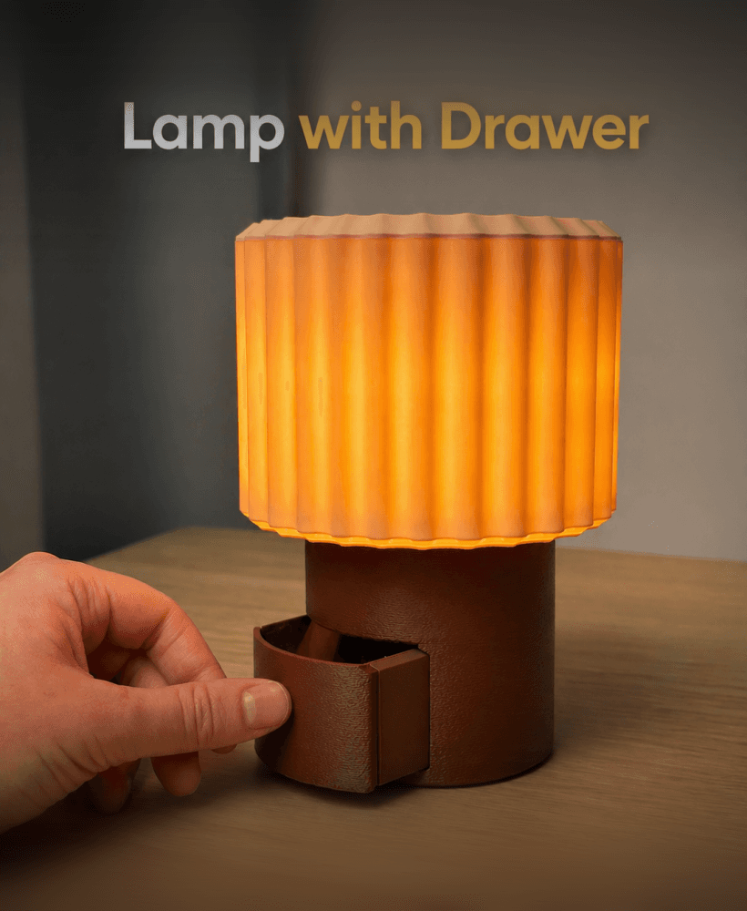 Lamp with Drawer | Push-Push Mechanism | Hidden Storage 3d model