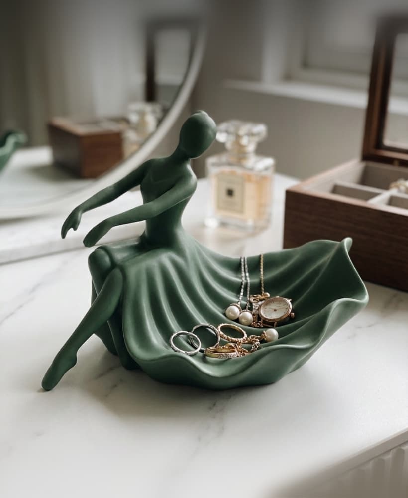 Ballerina Jewelry Dish - Sculptural Dancer Ring Holder & Trinket Bowl 3d model