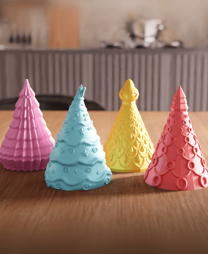 Minimalist Stylized Christmas Tree Set V1 3d model
