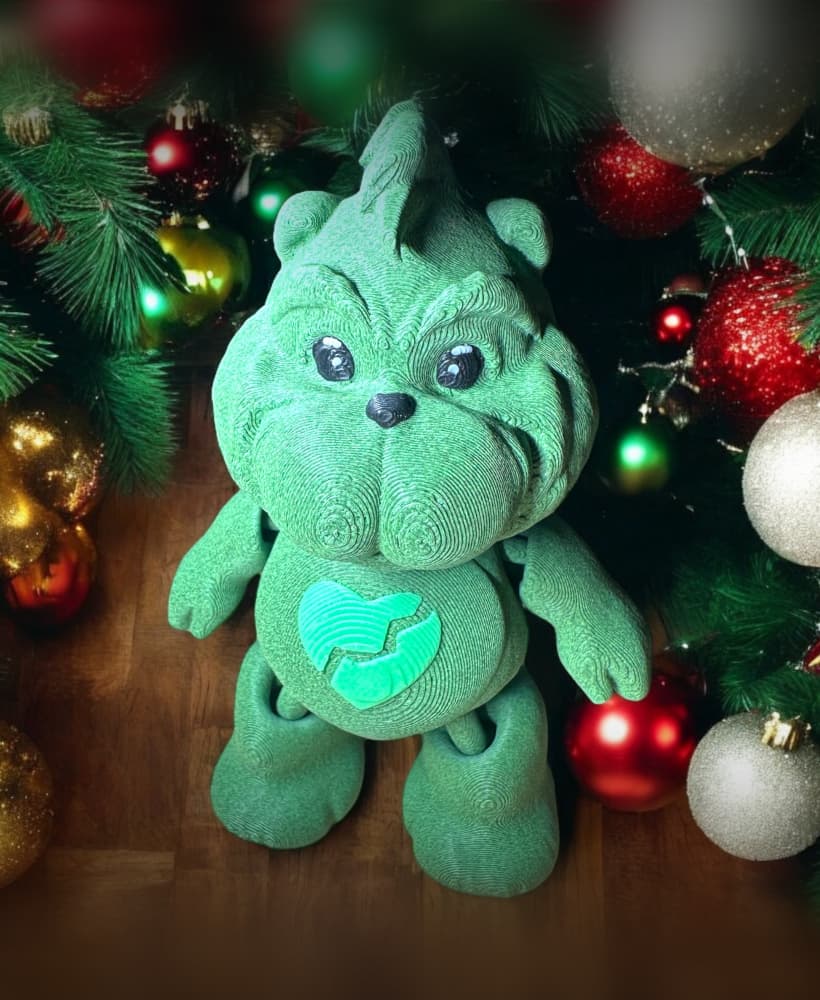 Grinch Bear that Cares - Articulated, Print in Place Care, Bear 3d model