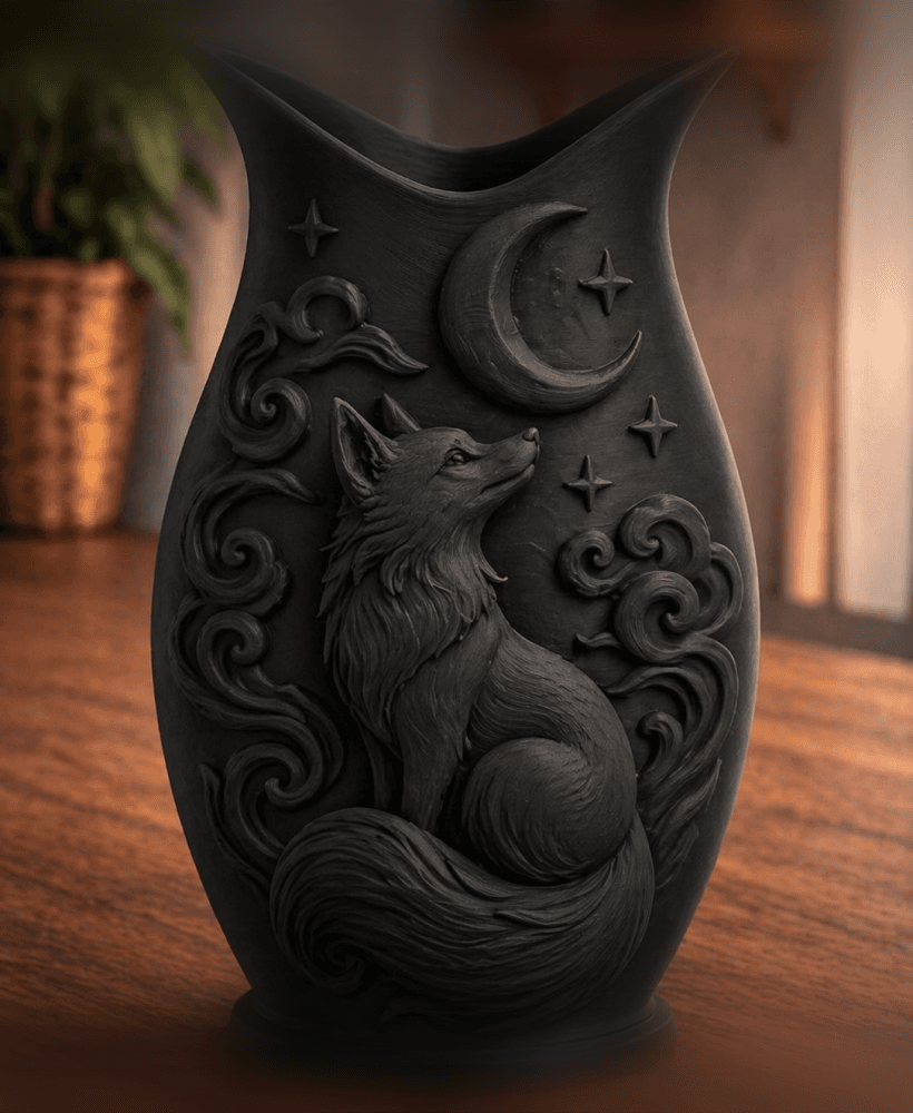Black Fox Moonlight Vase 3d model