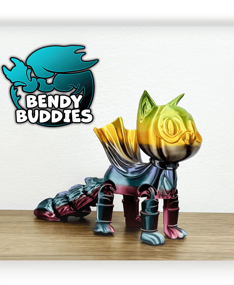 Super Caty Kitten / Cat Articulated / Print-in-Place Hero Creature / Cute Feline Beast 3d model