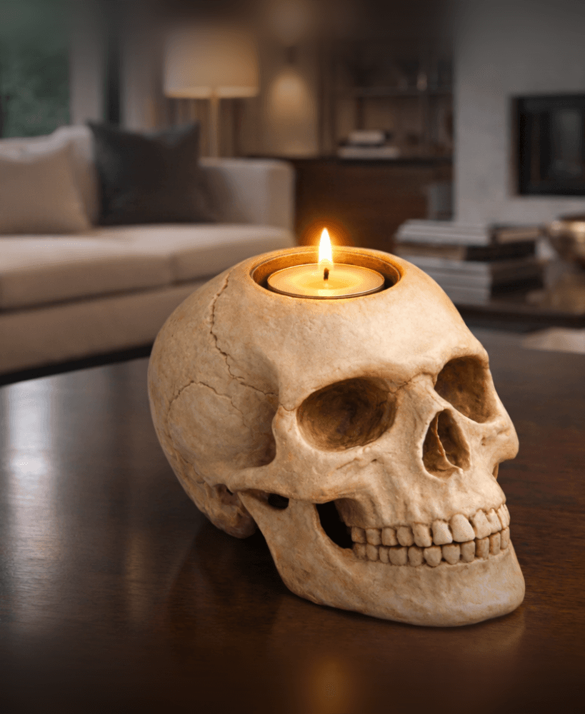 Skull Tealight Holder STL – Gothic Halloween Candle Decor 3d model