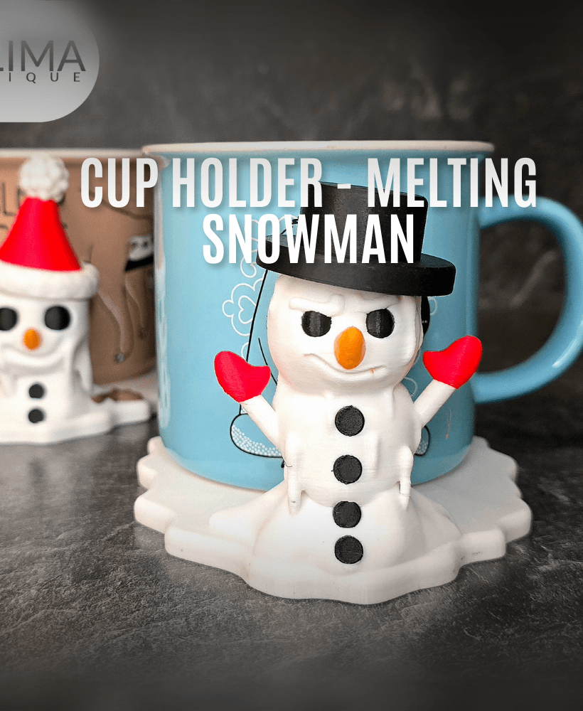 Cup holder - melting snowman buddies 3d model