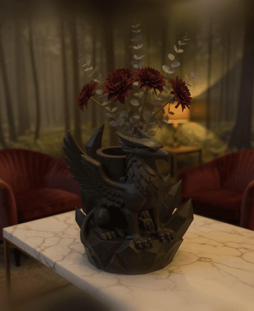 Mythical Griffin Vase – Sculptural Fantasy Home Decor, 3D Printed 3d model
