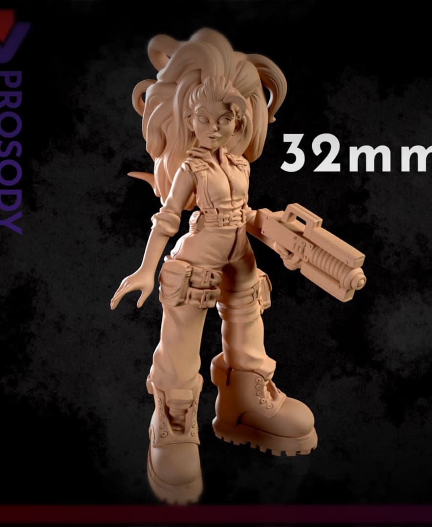 Amy, the sci fi Gunslinger - 32mm 3d model