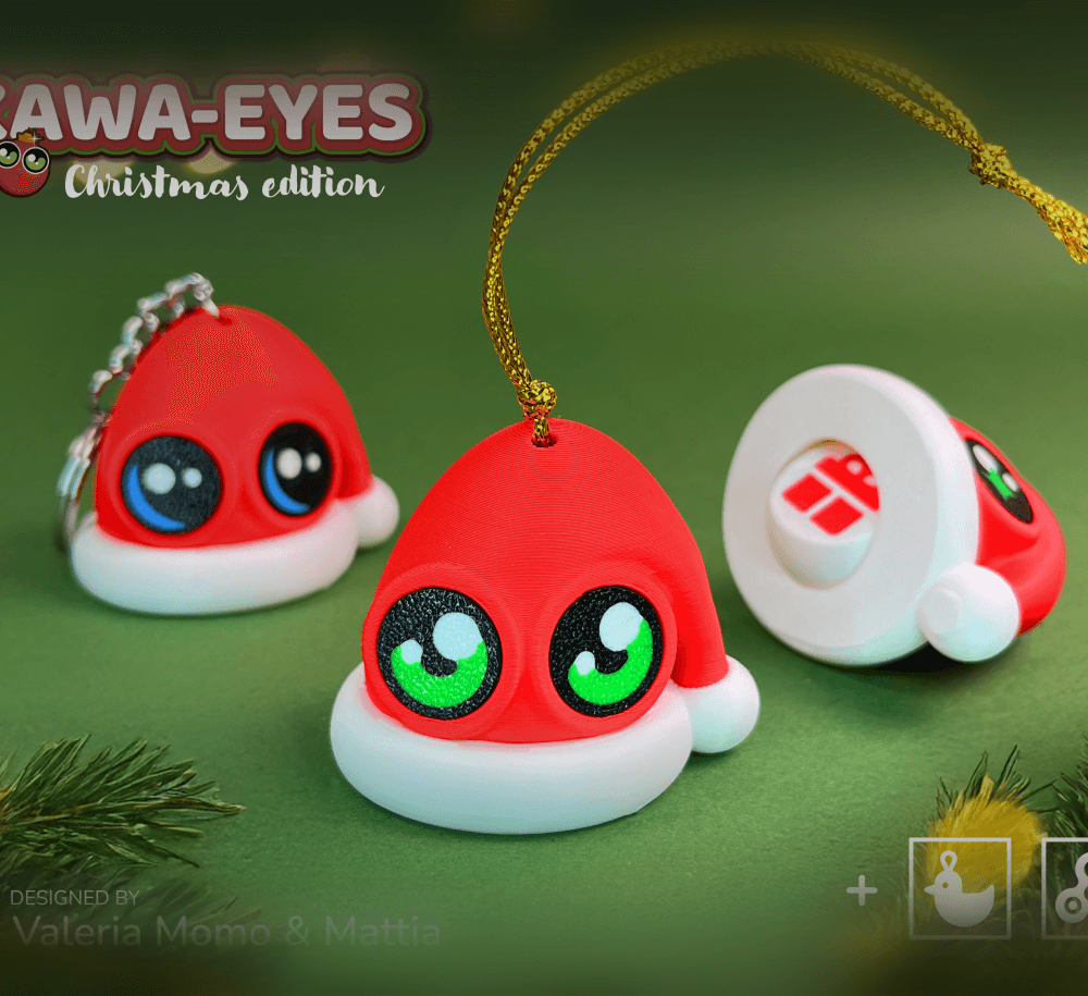 Kawa-Eyes! Santa Hat (Keychain & Fidget) 3d model