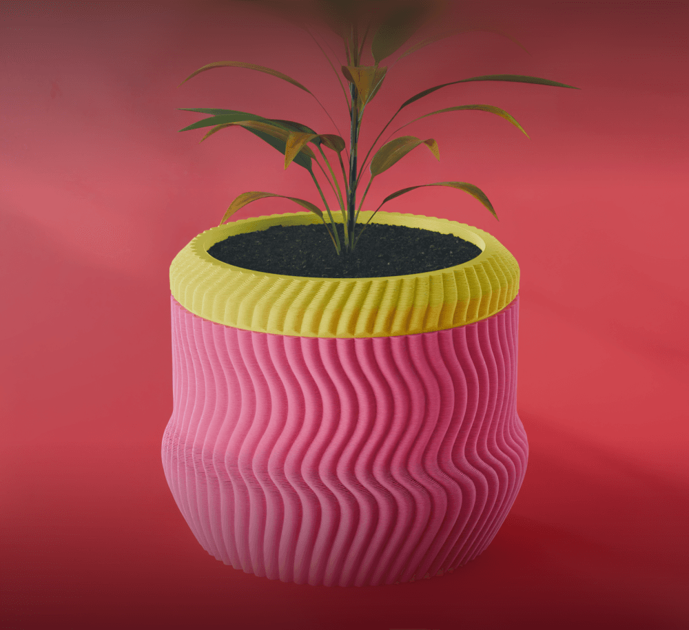 Yuki Planter Pot, Scalloped Sine | Small, Medium, Large | Self Watering and Drip Tray 3d model