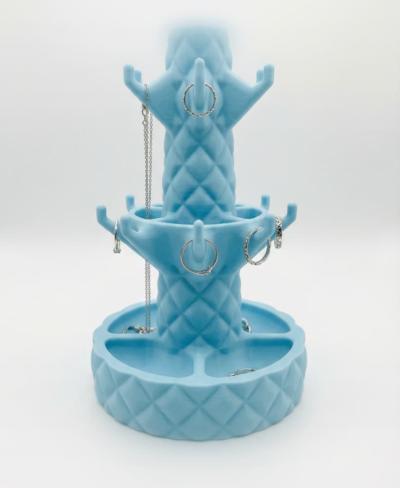 Modern Quilted Jewelry Stand & Ring Organizer - 3D Printable Display 3d model