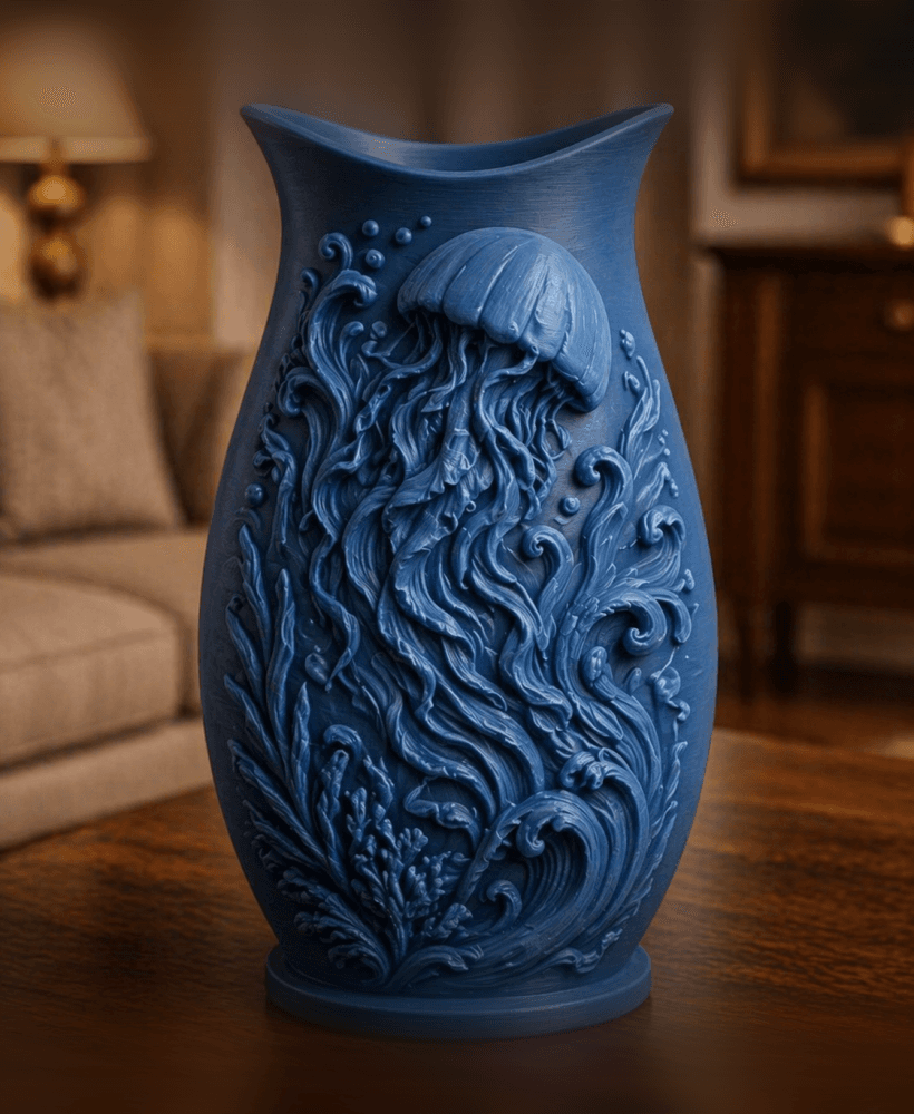 Blue Jellyfish Ocean Vase 3d model