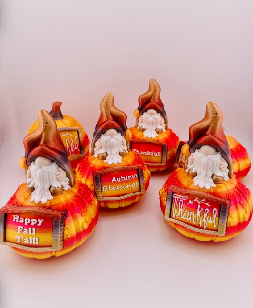 Fall Gnome on a Pumpkin 3d model
