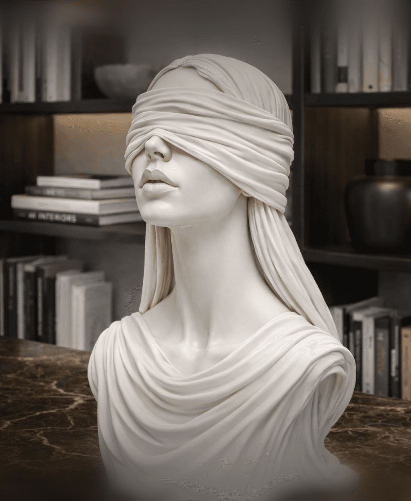 Blindfolded Muse Bust STL – Classical Marble Female Sculpture for 3D Printing 3d model