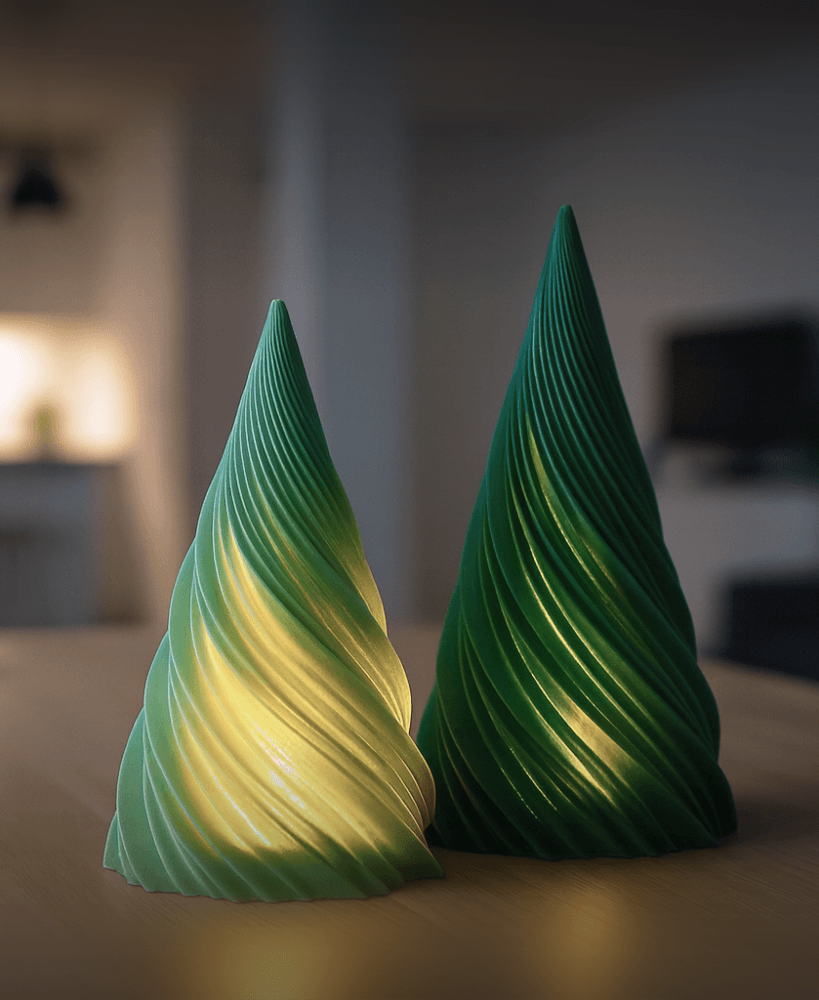 Twisted Christmas Tree | Candle Holder & Decor Set | 2 pcs Modern Spiral Holiday Trees 3d model