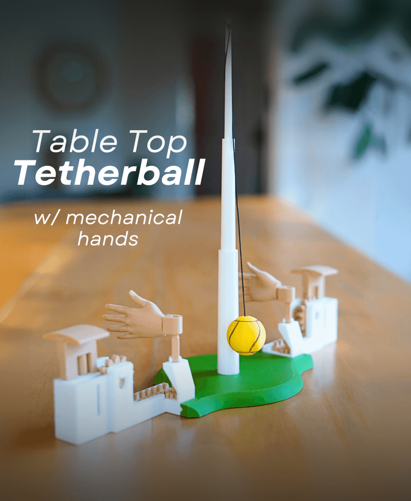Table Top Tetherball - With Fully Functional Mechanism Hands - Desktop Game 3d model