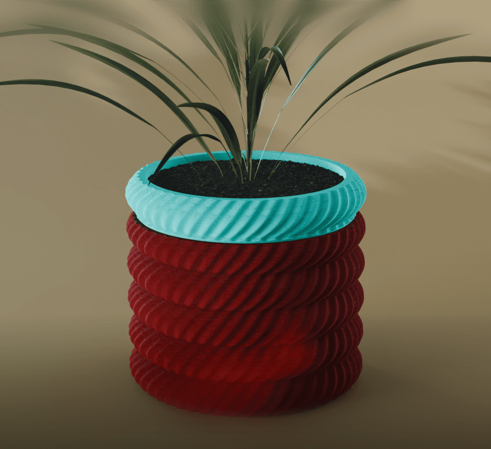 Sora Planter Pot, Wavy Diagonal | Small, Medium, Large | Self Watering and Drip Tray 3d model