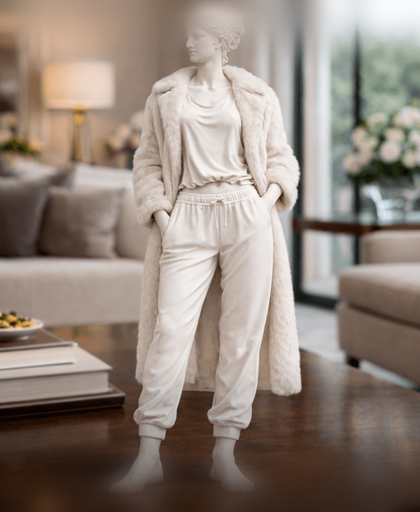 Luxury Fashion Woman Statue STL – Faux Fur Coat Female Figure for 3D Printing 3d model