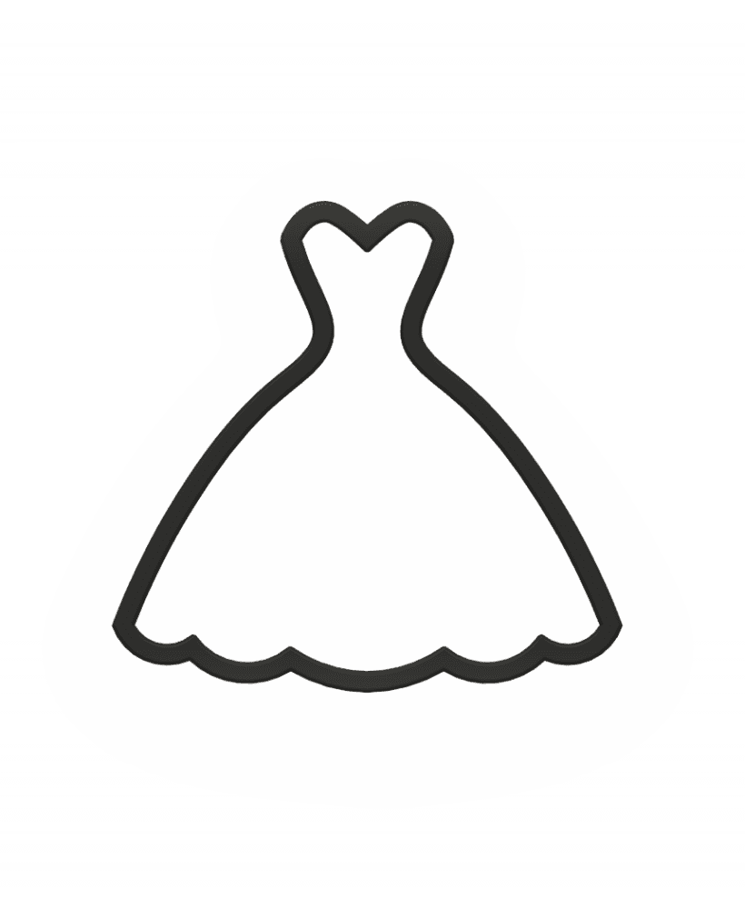 Wedding Dress Cookie Cutter STL File - 4 inches 3d model
