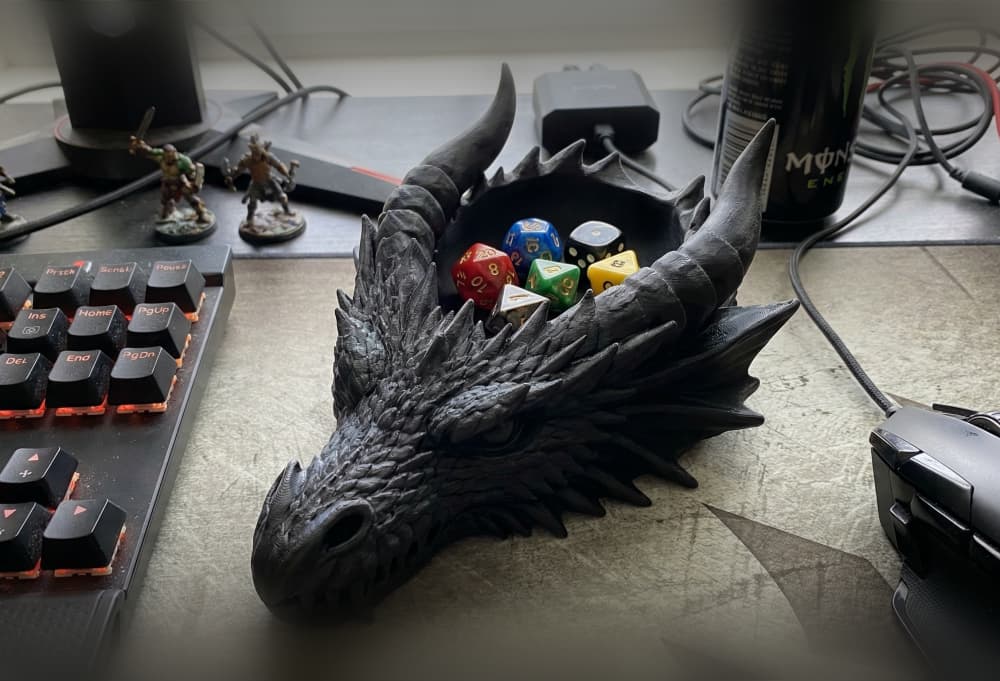 Epic Dragon Head Dice Tray - Fantasy RPG Tabletop Gaming Accessory 3d model