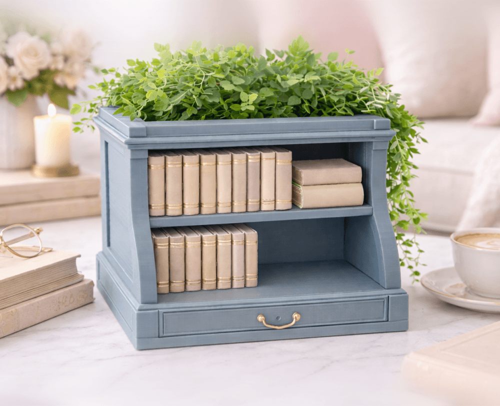 Bookshelf Planter STL – 3D Printable Book Lover Plant Pot | Mini Library Decor | Literary Shelf Plan 3d model