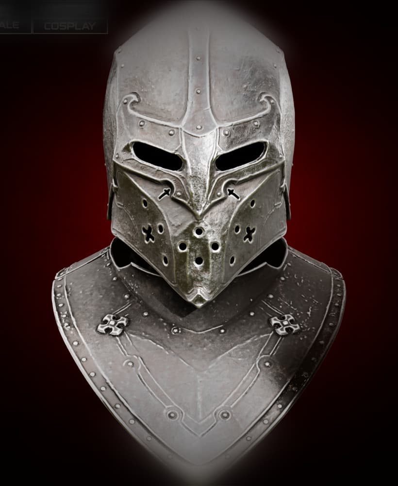 HARROS THE VASSAL HELMET AND GORGET life size - Mortal Shell Fan Art STL 3d model