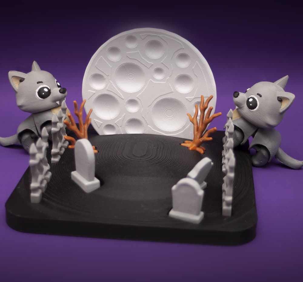 Wolf Moonlit Graveyard 3d model