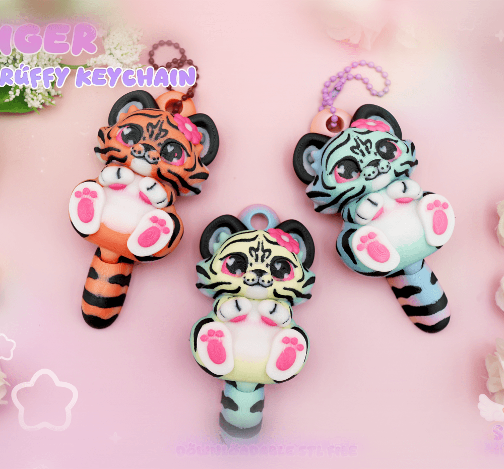 Scruffy Tiger | Flexi Keychain 3d model