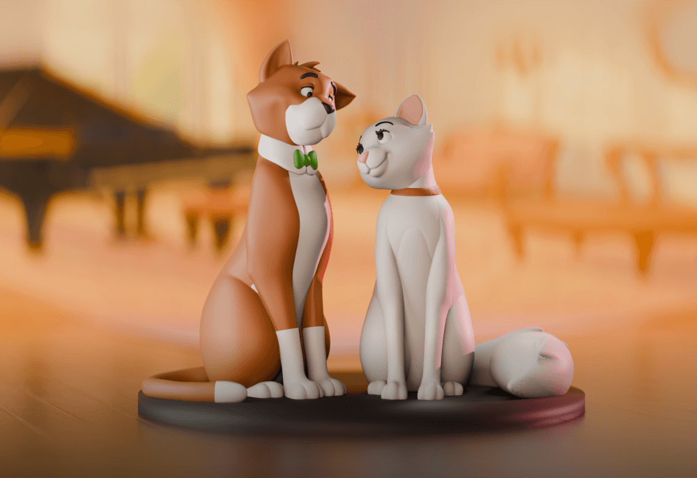 The Aristocats Thomas O'Malley & Duchess Figurine 3d model