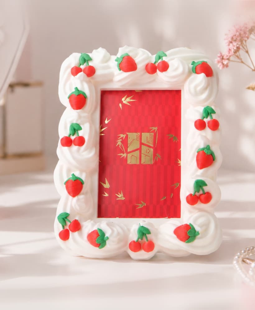 Whipped Cream Berry Photo Frame 3d model