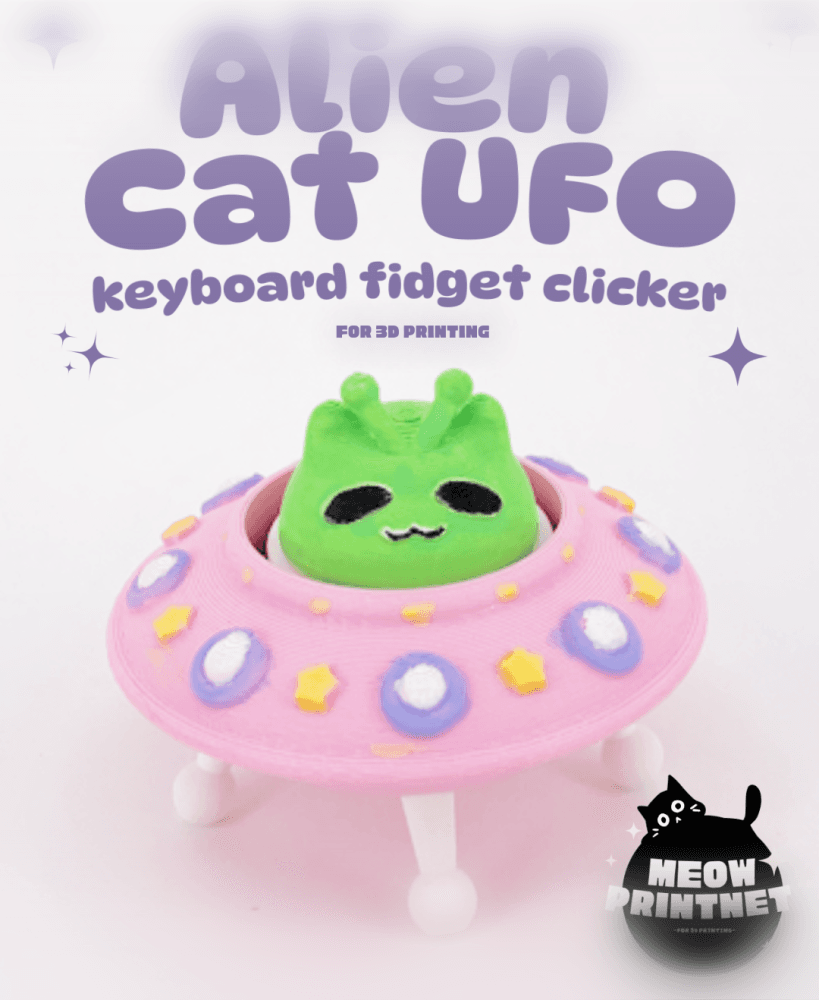 Alien Cat UFO Keyboard Fidget Clicker 3d model