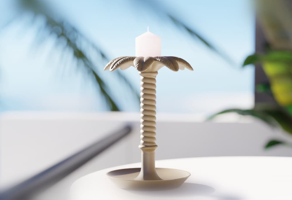 Elegant Palm Glow Candle Holder - Unique Tropical Decor 3d model
