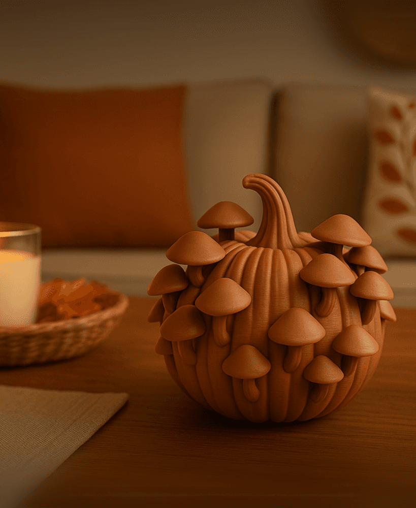 PUMPKIN WITH MUSHROOMS / AUTUMN DECOR / HOMEDECOR / HALLOWEEN 3d model