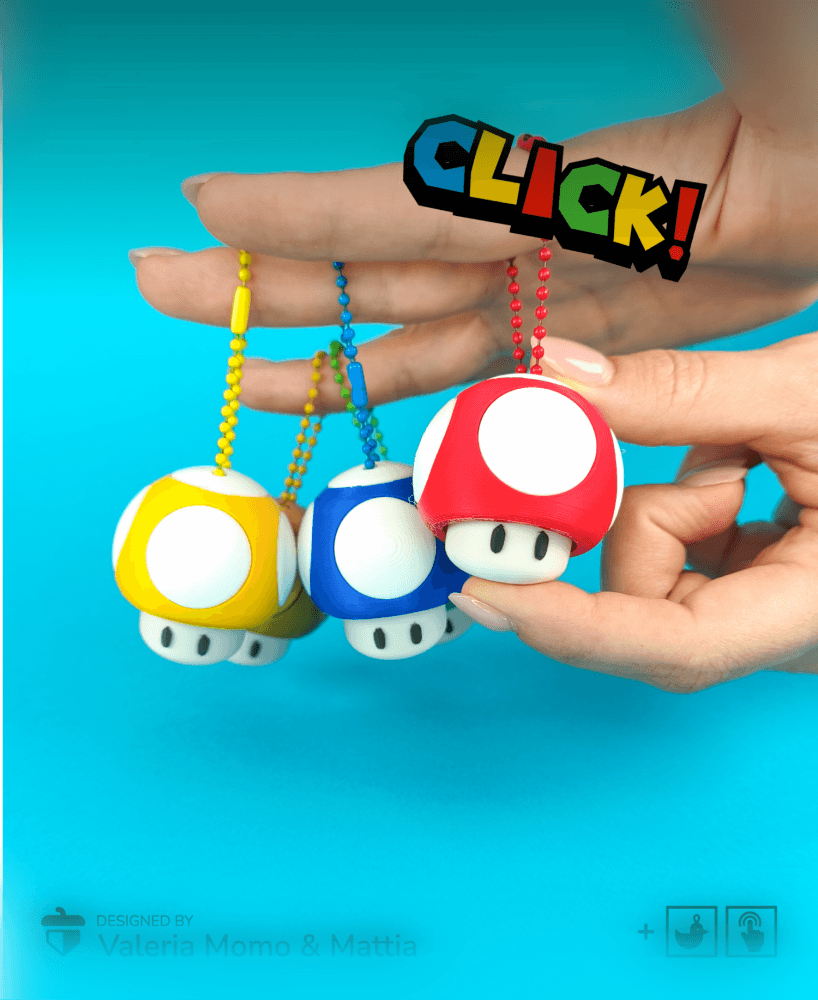 Super Mario Mushroom Clickers / Keychain, Fan-Art 3d model