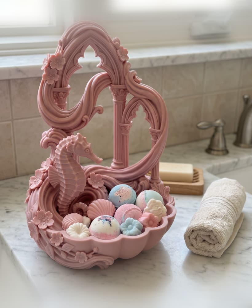 Gothic Seahorse Bath Bomb Holder & Soap Display Bowl 3d model