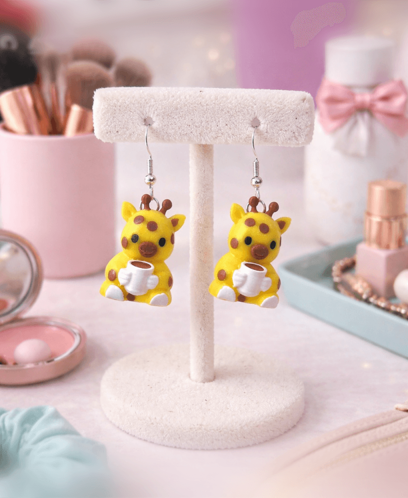 Tired Giraffe Earrings 3d model