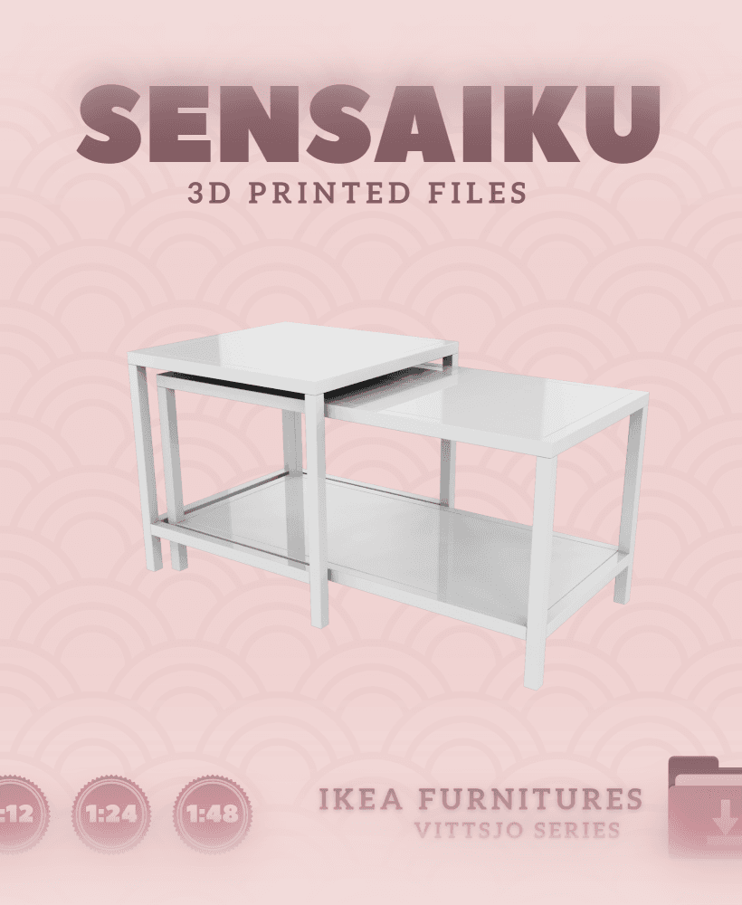 Miniature Replica 06. VITTSJO Nesting Tables for Miniature Dollhouse - IKEA - 3D Print Instant Downl 3d model