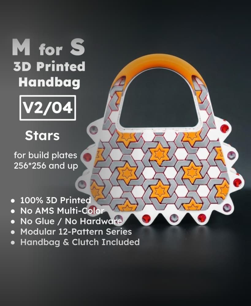 MforS 3D-printed Handbag & Clutch - V2/04 - Stars Pattern 3d model