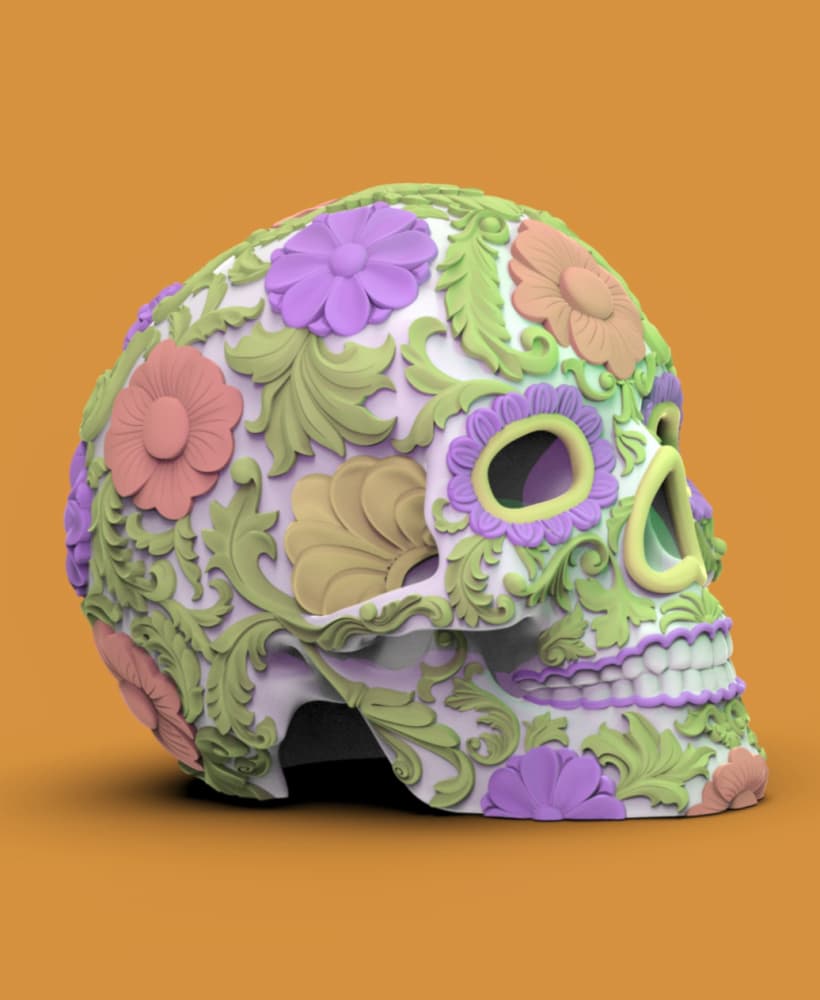 Día de Los Muertos Flower Skull #2 3d model