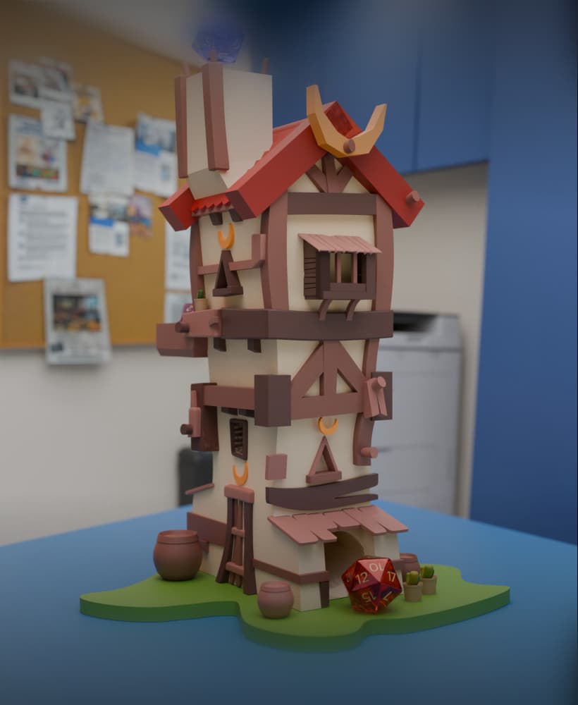 Messy Castle Dice Tower (Better for Resin Printing) 3d model