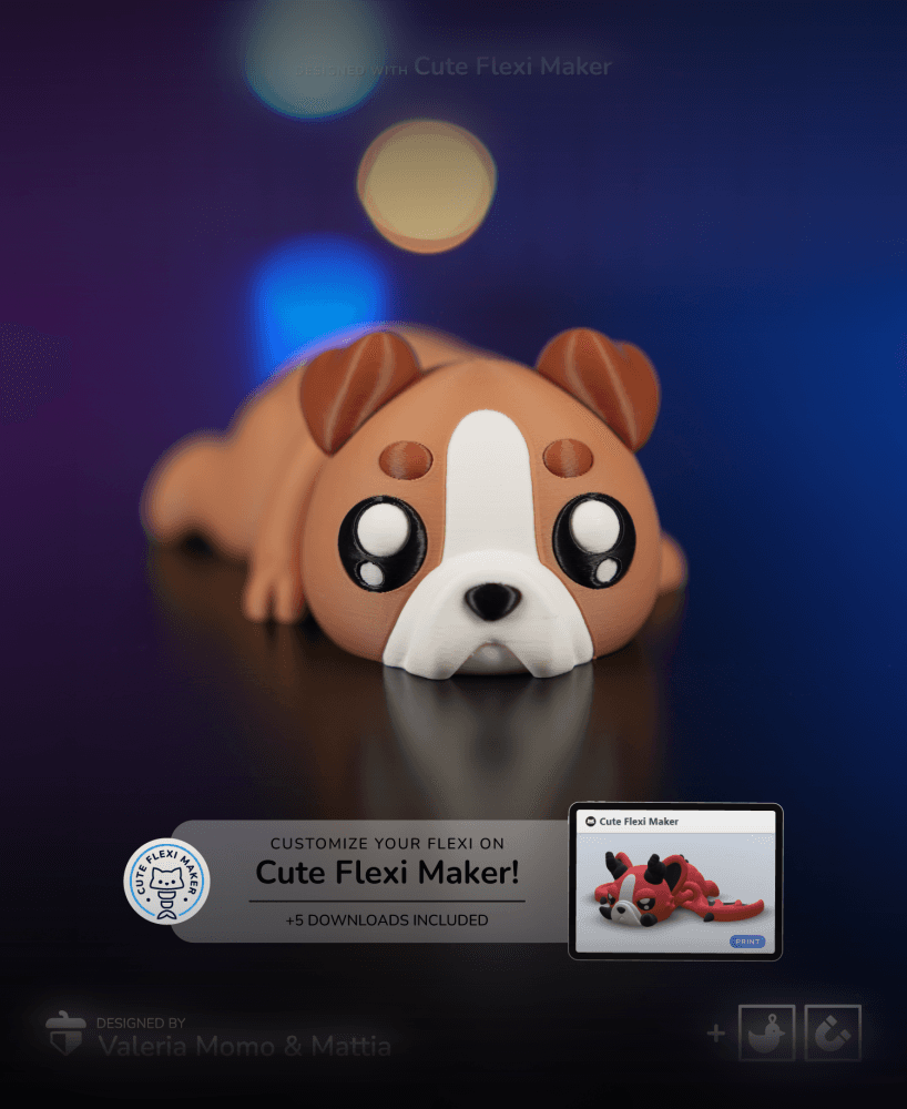 Cute Flexi Bulldog + Cute Flexi Maker Access 3d model