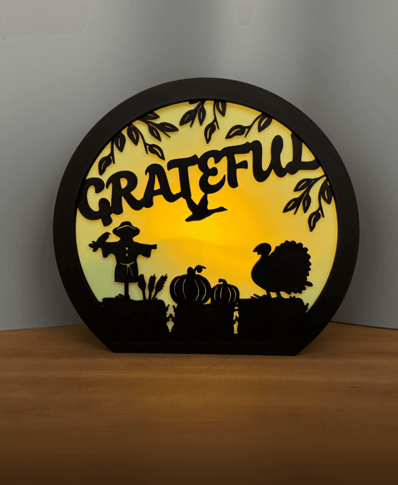 Thanksgiving Lamp Thanksgiving Home Decor Grateful Tea Light Holder Candle Holder 3d model