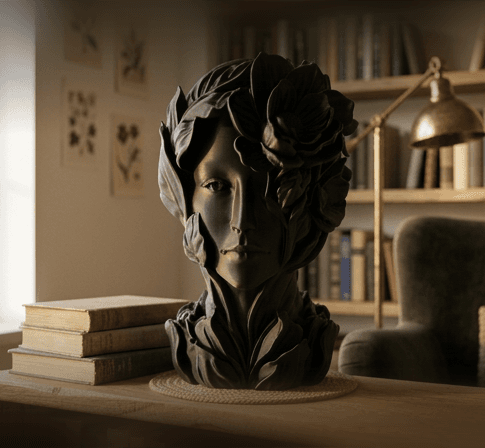 Botanical Muse Bust - Nature Inspired Female Art 3d model