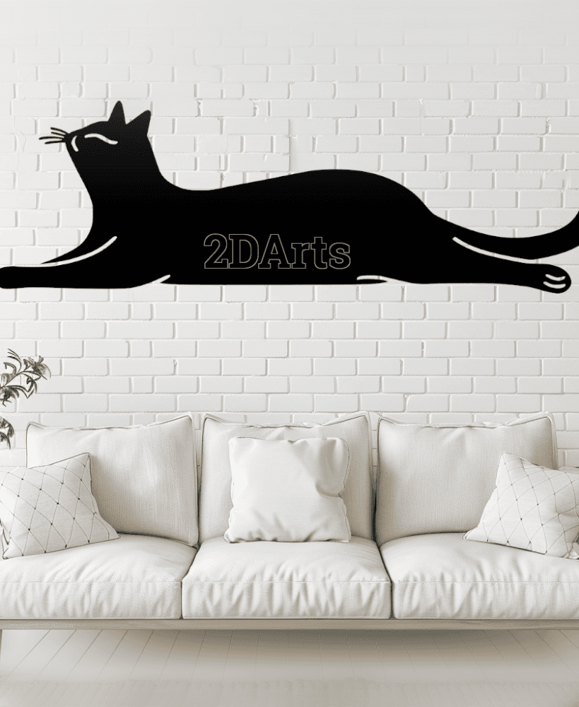 Cat Stretching 2D Wall Art/Window Art STL & SVG File for 3D Printing and Laser Cutting 3d model