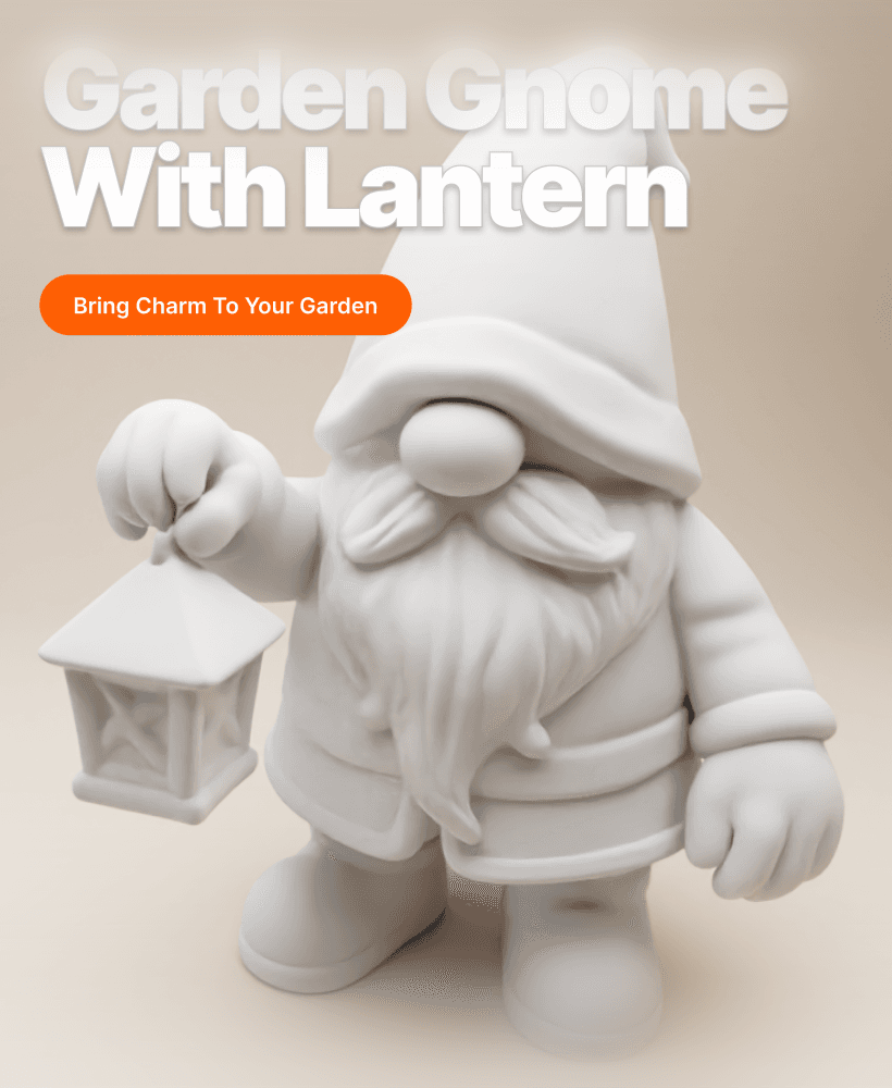 Garden Gnome with Lantern – 3D Printable Chibi Figurine 3d model