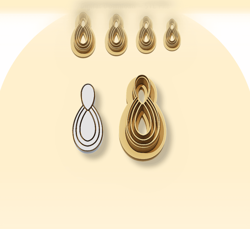 Abstract Dangle Clay Cutter for Polymer Clay | Digital STL File | Clay Tools | 4 Sizes Clay Cutters 3d model