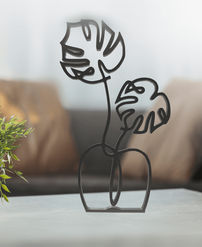 Flower Line Art, Modern, Minimalist 3d model
