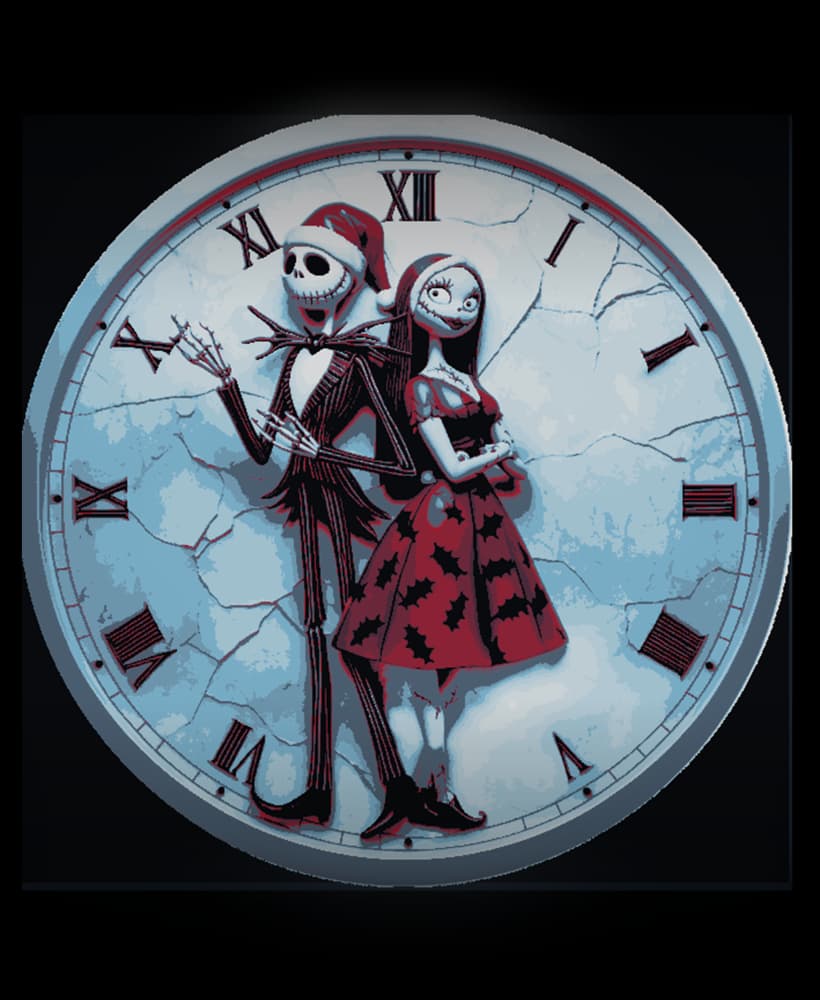 Christmas Special - Nightmare Before Christmas Jack and Sally Christmas Clockface - Great Gift Idea 3d model