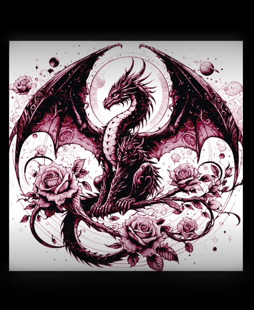 Fantasy Depiction of a Dragon Symbol with Roses 3d model