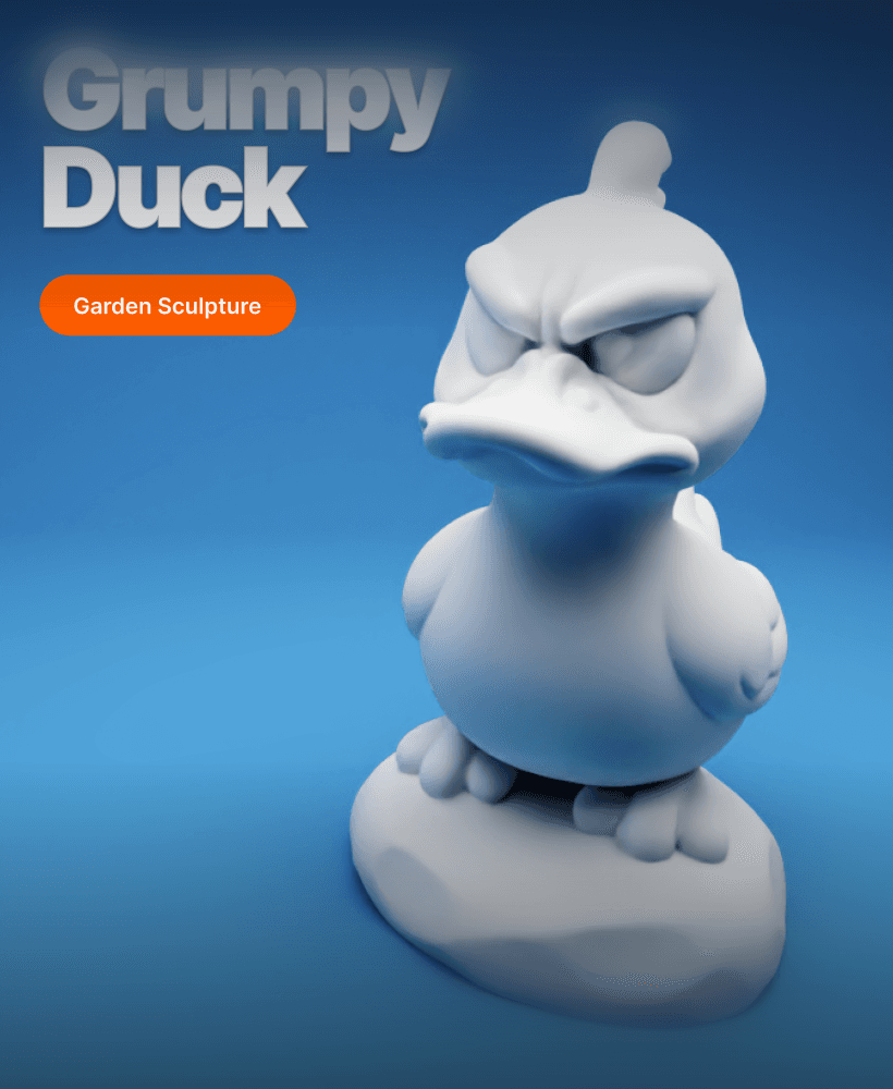 Grumpy Duck on a Rock 3d model