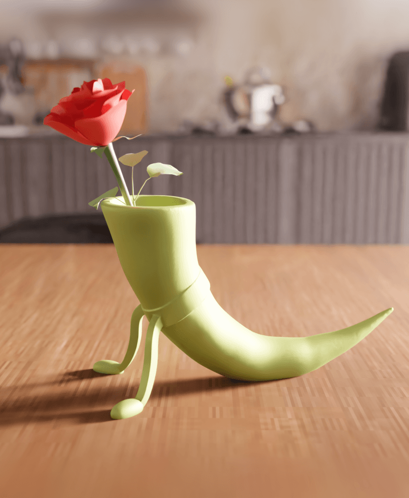 Whimsical Anthropomorphic Drinking Horn Vase 3d model