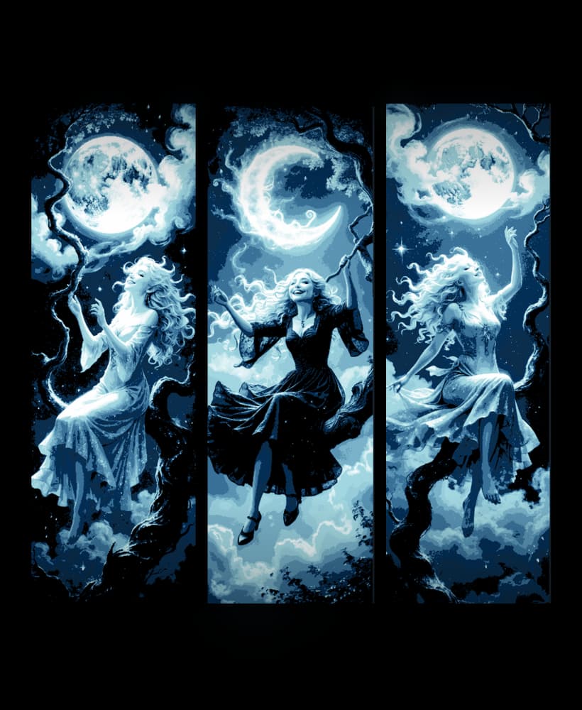 Getting a better view of the wonders in the night sky - Lady sitting on a branch - Set of bookmarks 3d model